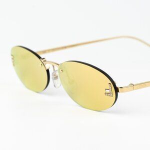 Fendi FIRST CRYSTAL Men Sunglasses Yellow Gold Oval FE4075US 30L AUTHENTIC